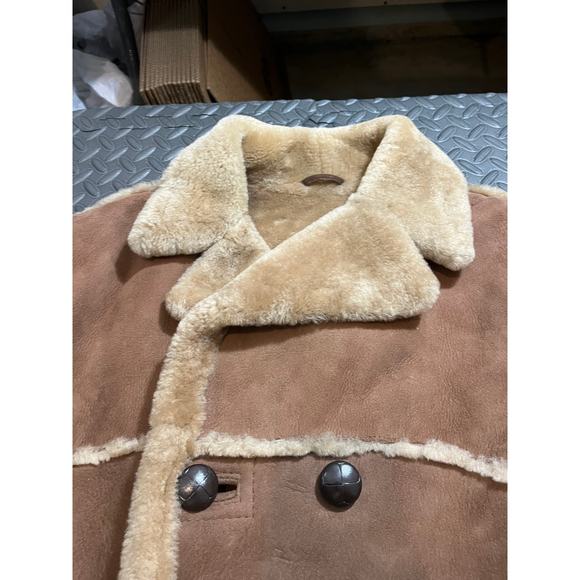 Vintage Sheepskin Sherpa Lined Double Breasted Suede Coat‎ Fits Womens L/XL - Picture 3 of 10
